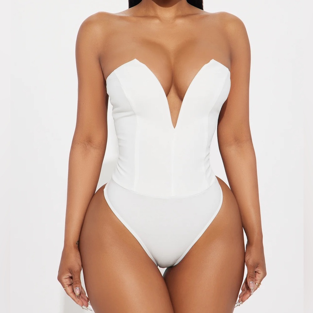 Fashion Nova White Bustier Bodysuit